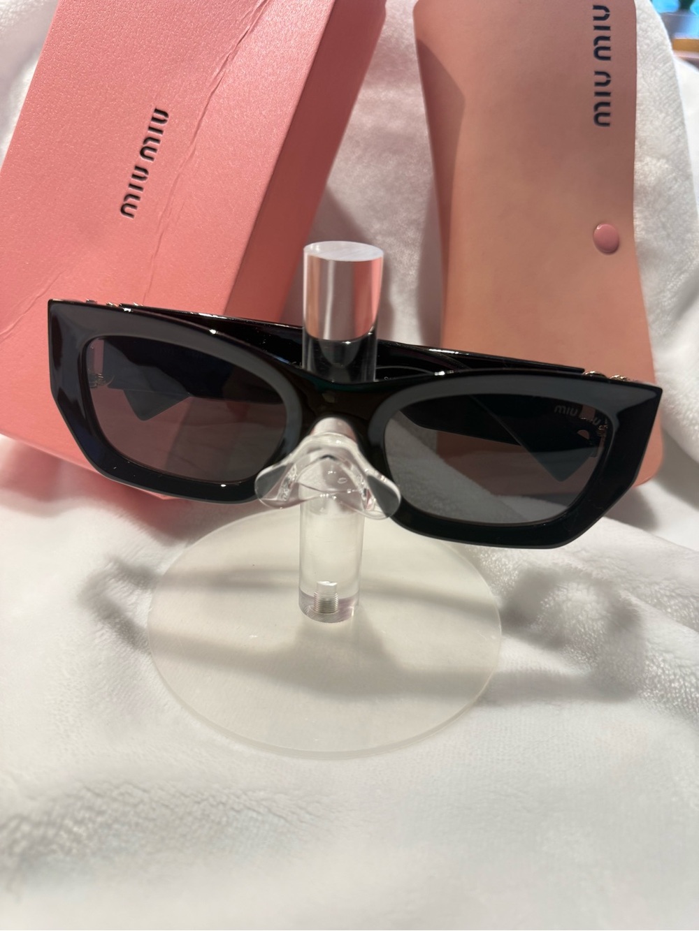 Miu Miu Black Cat-Eye Sunglasses with Dark Lenses